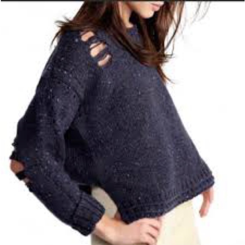 Wildfox Midnight Blue Sweater with Unique Cut-Outs